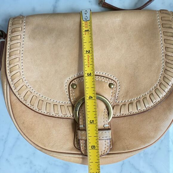 Coach Shoulder Bag Leather Saddle Tan Buckle Western Boho Crossbody - Picture 16 of 16